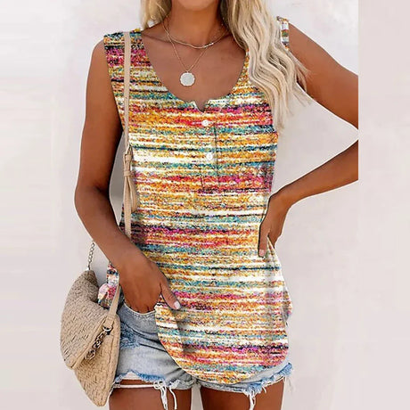 Women Sleeveless Printed Vest Tank Tops Ladies Summer Casual Loose T-Shirt Daily Clothing For Female Plus Size Oversized 2023