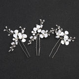 3pcs White Flower U Shaped Hairpin Pearl Elegant Hair Clips Hair Jewelry Accessories For Women Wedding Head Ornaments Hairpins