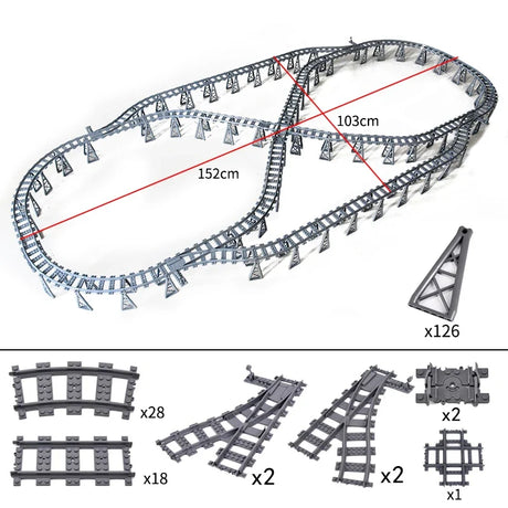 NEW City Trains Flexible Tracks Soft Straight Curved Rails Switch Building Block Creative Models Tailways Toys For Kids Gifts