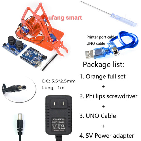 SG90 4 DOF Unassembly Acrylic Mechanical Arm Bracket Robotic Manipulator Claw For Arduino UNO Learning DIY Kit Programmable Toys