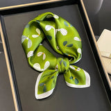 53cm Real Silk Nature Scarf Women Neckerchief Foulard Bandana Small Hairbands Fashion Floral Neck Ties for Office Lady 2023 New