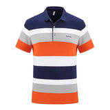 2023 New Summer Men Classic Striped Polo Mens Cotton Short-Sleeved Embroidered Business Casual Hot Polo Shirt Male Dropshipping