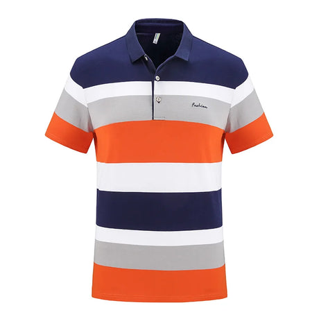 2023 New Summer Men Classic Striped Polo Mens Cotton Short-Sleeved Embroidered Business Casual Hot Polo Shirt Male Dropshipping