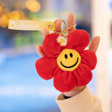 15cm Smiling Sunflower Plush Pendant Colorful Plant Flower Keyring Keychain Key Chain Stuffed Small Plushie Fashion Accessory