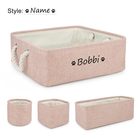 4pcs/set Customized Name Dog Clothes Storage Basket Pet Toy Box Custom Tag Logo Personalised Home Accessories Bin Case