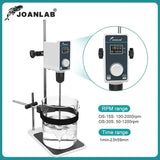 JOANLAB Liquid Mixer Lab Electric Stirrer Digital Display Overhead Stirrer Adjustable Height Lab Equipment 20L 2000rpm 110V 220V