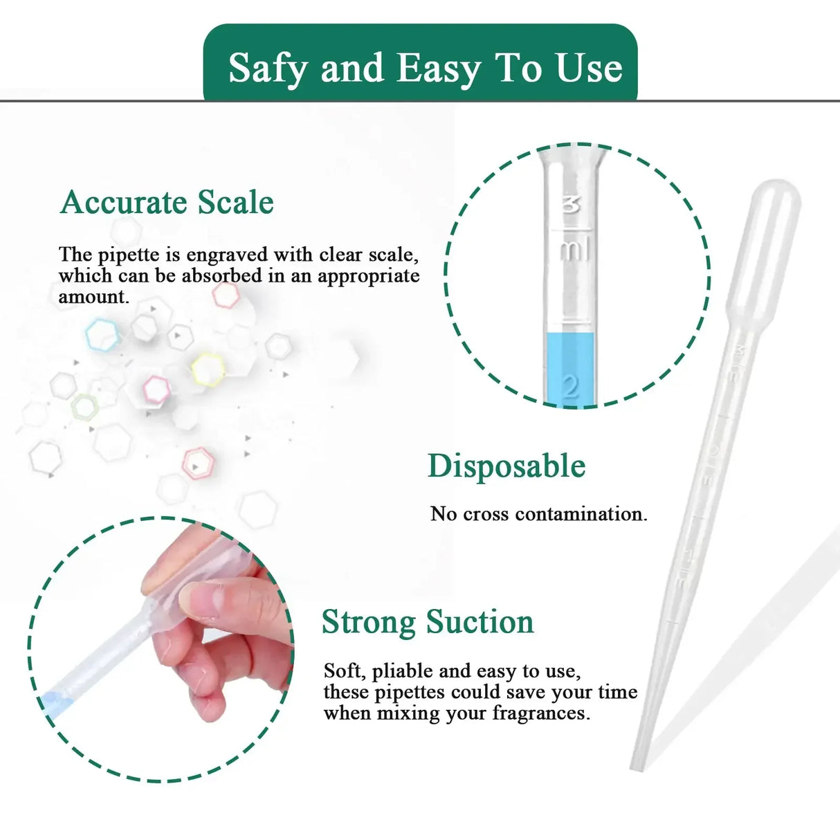 100pcs Plastic Disposable Transfer Pipettes Graduated Pipettors Calibrated Dropper Suitable for Science Laboratory 1ml -10ml