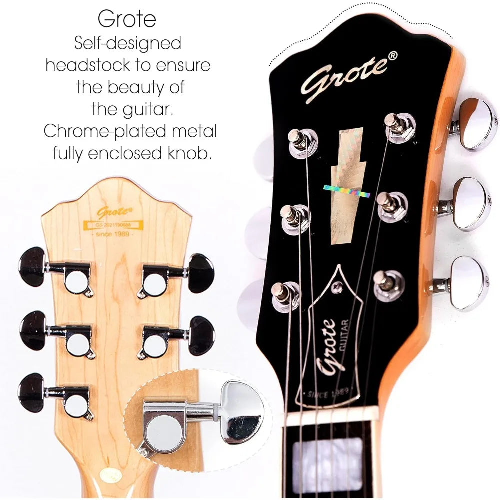 Electric Guitar with Full-Scale, Stainless Steel Frets (Natural), Semi-Hollow Body Guitar