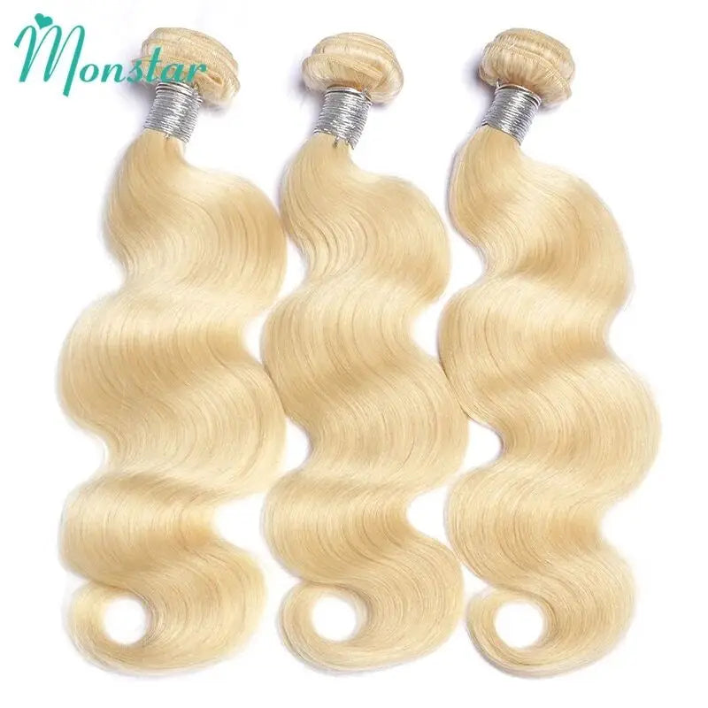 Blonde 613 Colored Body Wave Human Hair Bundles 1 Pcs Double Drawn Raw Vietnamese Hair Bundles Weave Weft 22 24 26 28 30 32 Inch