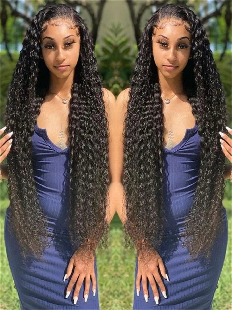 13x4 Deep Wave Hd Lace Frontal Curly Human Hair Wigs For Women Brazilian Pre Plucked 30 40 Inch 13x6 Water Wave Lace Front Wig