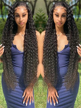 13x4 Deep Wave Hd Lace Frontal Curly Human Hair Wigs For Women Brazilian Pre Plucked 30 40 Inch 13x6 Water Wave Lace Front Wig