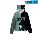 Anime Demon Slayer Hoodies Women Cat Ears Cartoon Sweatshirt Tops Kamado Nezuko 3D Harajuku Boys Girls Cosplay Costume Pullover