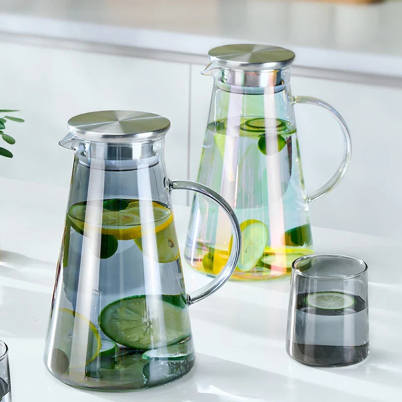 GIANXI Glass Cold Water Jug Transparent Heat Resistant Kettle With Handle Household Large Capacity Bottle Coffeeware Teaware