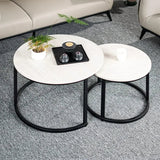 Miereirl Round Nesting Coffee Table Circle Accent Tables for Small Spaces Side End Set of 2 Living Room Balcony Office