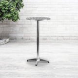 Furniture Mellie 23.25" Round Aluminum Indoor-Outdoor Bar Height Table with Flip-Up Table