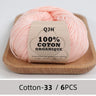 QJH 100% Cotton Yarn, Cotton Baby Sport Weight Yarn, Amigurumi Yarn, Summer Soft Yarn, Crochet/Knitting Yarn - 6 Pcs