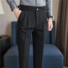 British Style Men High Waist Dress Pants 2023 Autumn Solid Color Casual Trousers Slim Fit Formal Suit Pants Fashion Men Clothing