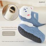 Cartoon Bear Baby Shoes Winter Thick Warm Newborn Shoes Non-slip Soled Soft Plush Toddler Kids Boy Girls Infant First Walkers