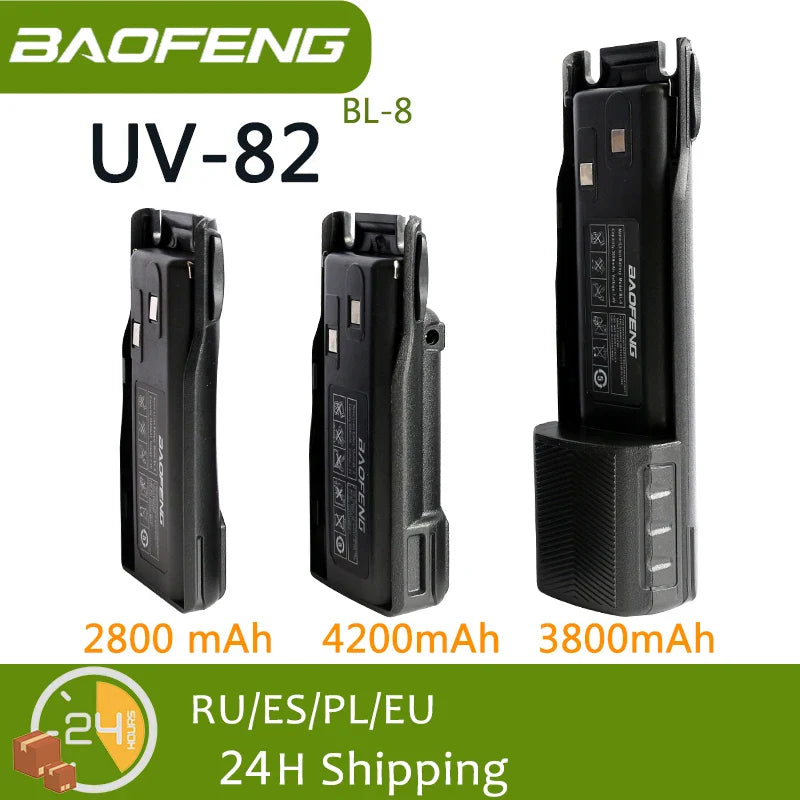 Baofeng UV 82 BL-8 Battery Walkie Talkie Ham Radio 2800/3800/4200 mAh Enlarge UV82 Plus UV-8D UV-82WX Original Radio Accessories