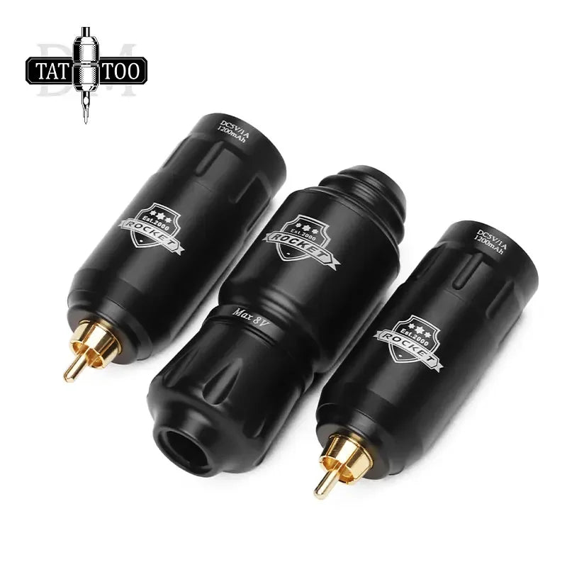 Mini Rocket Tattoo Machine Set 2Pcs Wireless Tattoo Power Supply RCA Interface Rotary Tattoo Pen Kit