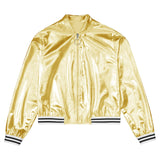 Kids Girls Shiny Baseball Jacket Bolero Disco Blazer Street Dance Wear Long Sleeve Metallic Zipper Bomber Coat Outerwear