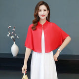 Korean Solid Chiffon Transparent Sunscreen Shawl Female Summer Air Conditioned Blouse Cardigan Neck Guard Cloak Silk Scarf R13