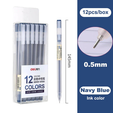 Deli Colored Gel Pen 0.5mm Ballpoint Pen Waterproof Gel Ink Hand Account Note Marker Scrapbook Writing Supplies Stationery Pens