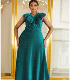 Plus Size Evening Dress Green New Sleeveless High Waist Party Dress V-neck Large Women's Dress Elegant Soft Fit Female Clothes