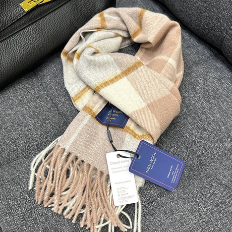 British Classic High Quality Australian Wool 100% Plaid Scarf Men Women Autumn Winter Warm Striped Shawl Wrap Cashmere Blankets