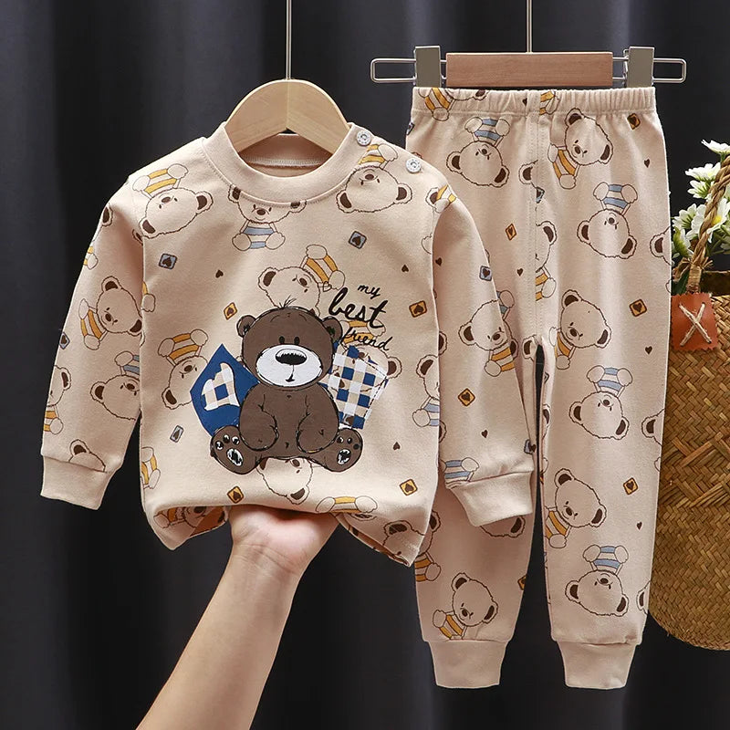 Child Underwear Set Cotton New Cartoon Pattern Autumn Clothes Autumn Pants Cotton Boys Loungewear Baby Warm Girls Kids Clothes