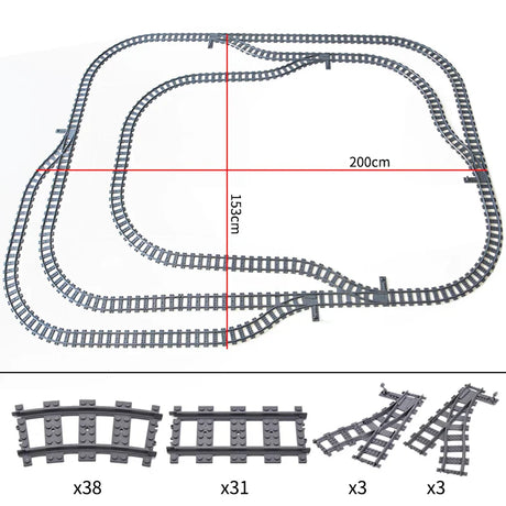 MOC Railway Track For Train Tracks Straight Curved Soft Rails Track Building Block Bricks DIY Trains Rail Boys Toys For Children