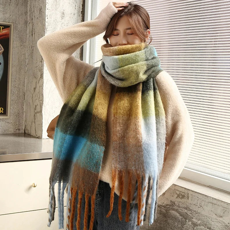 2023 New Winter Cashmere Scarf Women Design Warm Pashmina Blanket long tassel Scarves Female Shawl Wraps Thick Foulard Bufanda