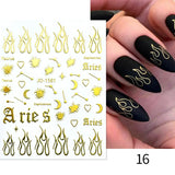 3D Silver Frame Nail Sticker Silver Bronzing Stripe Lines Sliders For Nails Tribal Pattern Decals Marble Blooming Nail Tattoos