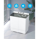 26lbs Compact Twin Tub Portable Washing Machine, Mini Washer(18lbs) & Spiner(8lbs) / Built-in Drain Pump