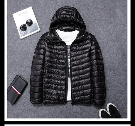 2024 new upscale men's white duck down jacket men's short hooded men's autumn and winter lightweight oversized fashion coat