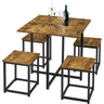 5Pcs Dining Set with Industrial Square Table and 4 Backless Chairs, Dining Room set