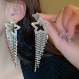 Fashion Statement Earring Long Full Rhinestone Big Earrings For Women Euorpe Evening Party Crystal Tassel Earings Wholesale