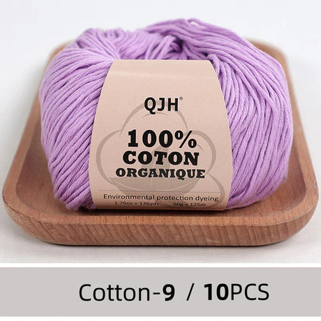 QJH 10PCS 100% Organic Cotton Yarn Pure/Mixed Color Yarn, Knitting Yarn - Crochet Yarn Soft 10 Strands Hank Yarn Machine Washabl