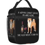 Custom Dachshund And Wine Funny Dog Lunch Bag Women Thermal Cooler Insulated Lunch Boxes for Children School