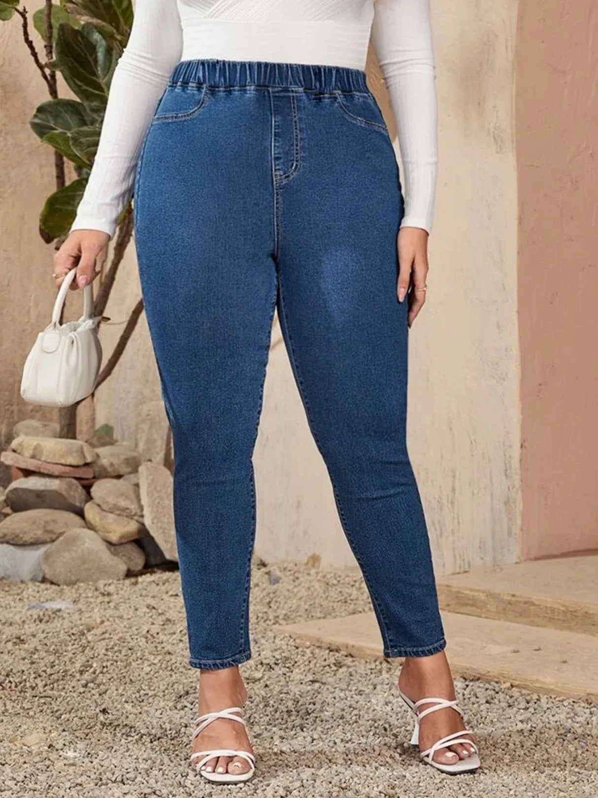 Plus Size Jeans for Women High Waist Stretchy Women Jean Pencil Full Length Elastic Skinny Lady Curvy Jeans 200kgs Jean for Mom