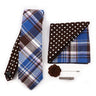 Two Side Floral Plaid Cotton Patchwork Tie Set Brooch Pin Clip Hankie Cufflink Ties Men Party Daily Shirt Cravat Gift Accessory