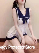 Sexy Lingerie School Student Uniform Role Play Costume Women Cute Mini Skirt Tight Blouse Set Porn College Girl Cosplay Anime