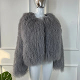 Real Sheepskin Coats For Mongolian Lamb Fur Coat Women Natural Sheep Fur Jacket With Lapel Short Fur Outerwear