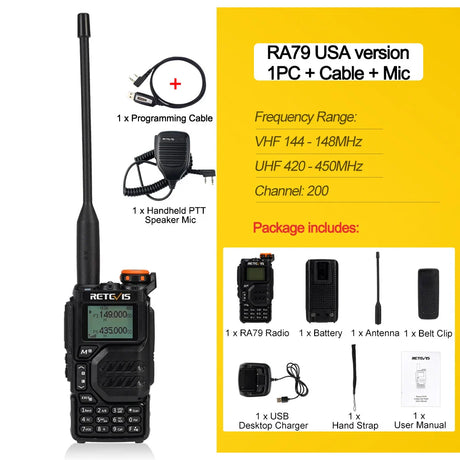 Retevis RA79 Aviation Band Walkie Talkie AM FM Airband Two Way Radio USB C Charge Ham Radio Quansheng UVK5 uvk5 Walkie-talkie