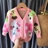 2023 Spring Autumn Fashion Jackets Children Cartoon Cardigan Knit Sweater Boys Clothes Kids Cute Baby Coats Outerwear Clothing