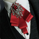 Men's Bow Tie Corsage Pocket Towel Sets British Korean Dress Suit Jewelry Luxury Rhinestones Men Wedding Accessories 3 Piece Set