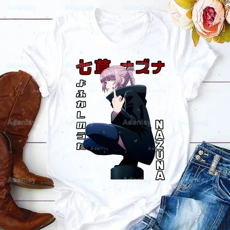 Yofukashi No Uta T Shirt Women Call of the Night Manga Tshirt Graphic Tee Cute Nanakusa Nazuna T-shirt Female Girls Tee Tshirt