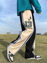 Y2k Preppy Casual Sport Sweatpants Men Streetwear Hip Hop Stripe Straight Long Trousers Oversize Wide Leg Pants 2023 New