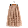 Plus Size Women's Clothing Skirt Elastic Waist Mesh Skirt Calf And Calf Cake Skirt Summer Thin Double Layer Umbrella Skirt 4XL