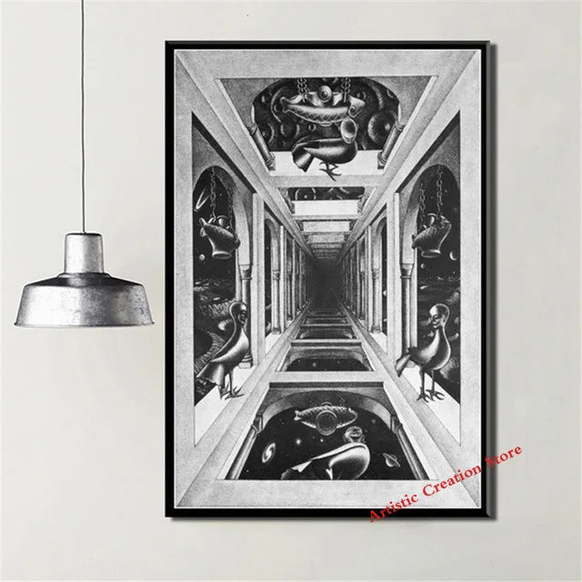 Modern Abstract Art Escher Surreal Geometric Artwork Posters Prints  Canvas Painting Wall Picture Art for Living Room Home Decor